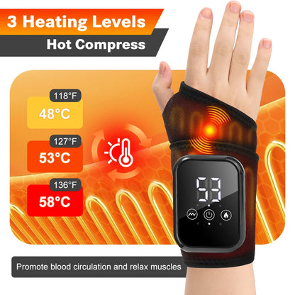Electric Heating Hand Wrist Guard Vibration Massage Hot Compress Wrist Brace Protector Wrap Rechargeable Heat Thermal Wristband