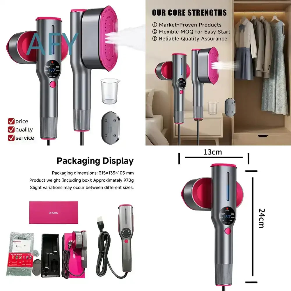 Dr.Flash for Handy Garment Steamer 2 in 1 Mini Travel Steamer Portable Clothing Steamer for Wrinkle Removal Fast Heating