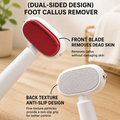 Dual‑Sided Foot Callus Remover, Replaceable Stainless Steel Blade Foot Scraper, Portable Manual Dead Skin Corn Remover, Safe Heels Exfoliator Pedicure Tool for Thick Hard Cracked Skin