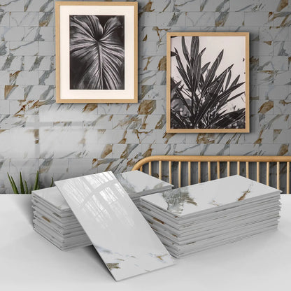 16/32/64PCS Marble Thicker Self-Adhesive Tile Stickers Waterproof Kitchen and Bathroom Minimalist Art 3D Wall Sticker Wallpaper
