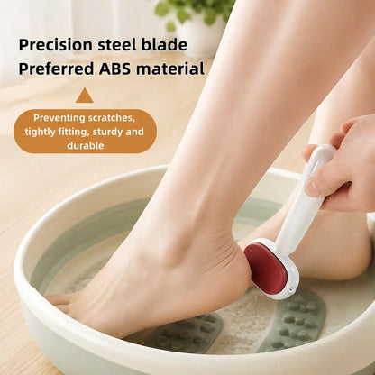 Dual‑Sided Foot Callus Remover, Replaceable Stainless Steel Blade Foot Scraper, Portable Manual Dead Skin Corn Remover, Safe Heels Exfoliator Pedicure Tool for Thick Hard Cracked Skin