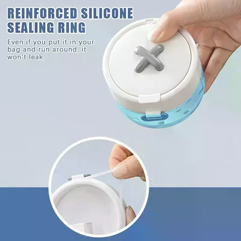 Portable 2 in 1 Multi-Layer Denture Retainer Case with Clip-On Cap Cleaning Storage Box with Cleaning Brush No-Leak Oral Box