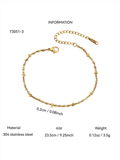 1PC Vintage Ins Fresh Exquisite Jewelry for Women,Stainless Steel Necklace or Bracelet Inlaid Lucky Flower Zircon & Spacer Beads
