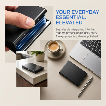 RFID Blocking Metal Card Holder - Ultra-Slim Stainless Steel Business Credit Card Case, Portable Pocket Secure ID Protector for Men’S Business Travel (Party Gift)