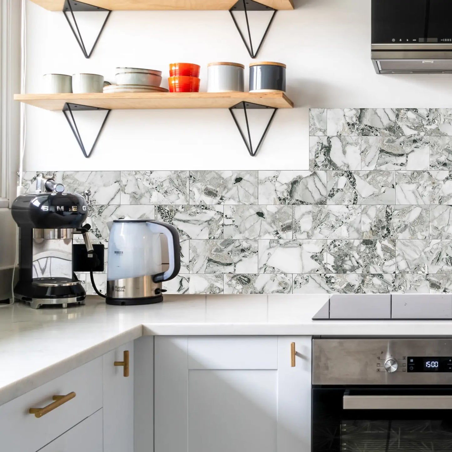 16/32/64PCS Marble Thicker Self-Adhesive Tile Stickers Waterproof Kitchen and Bathroom Minimalist Art 3D Wall Sticker Wallpaper