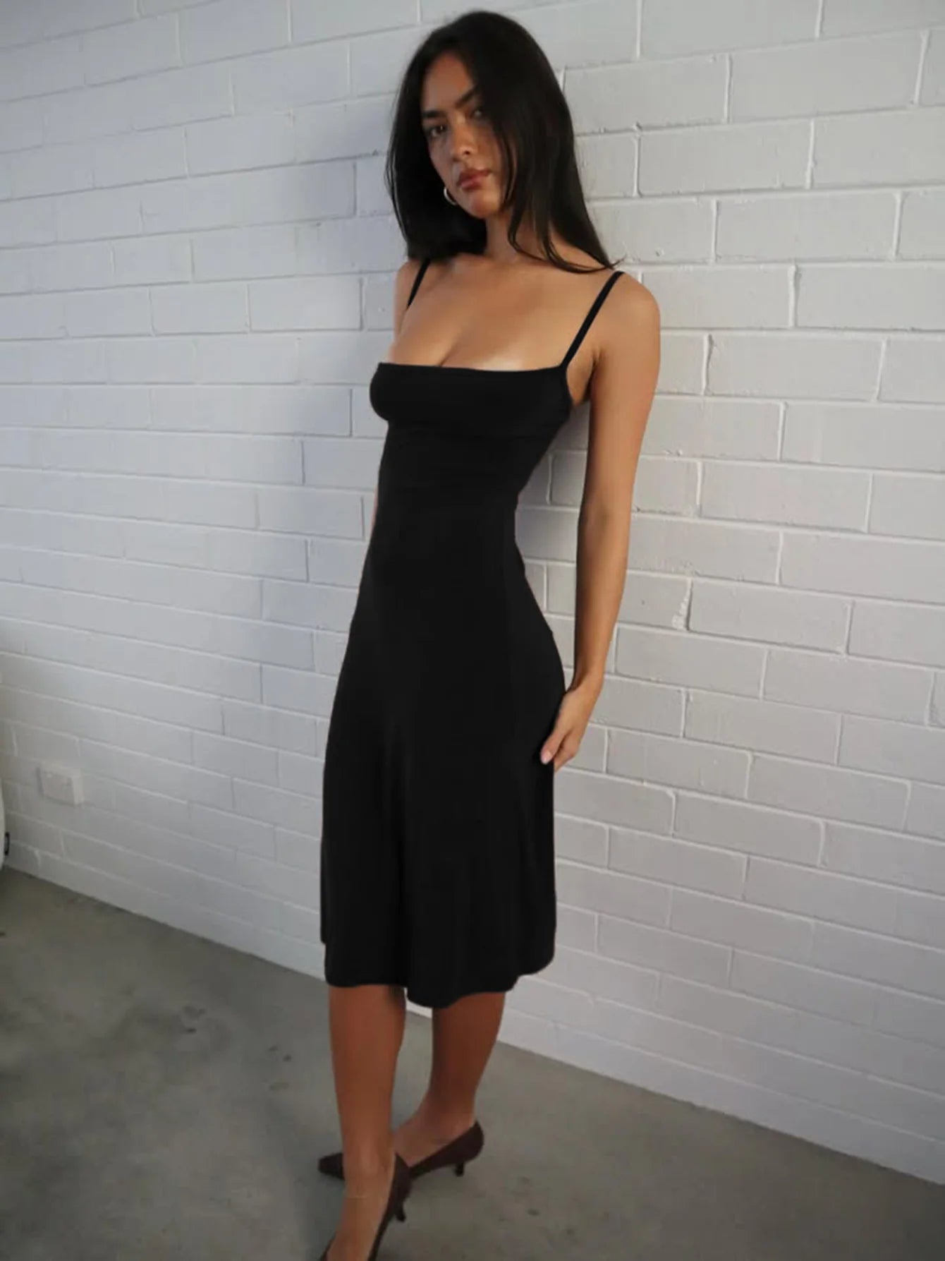 Women'S Elegant Solid Slips Sexy Midi Dress Sleeveless Backless Sundress Summer Clothes Birthday Party Vacation