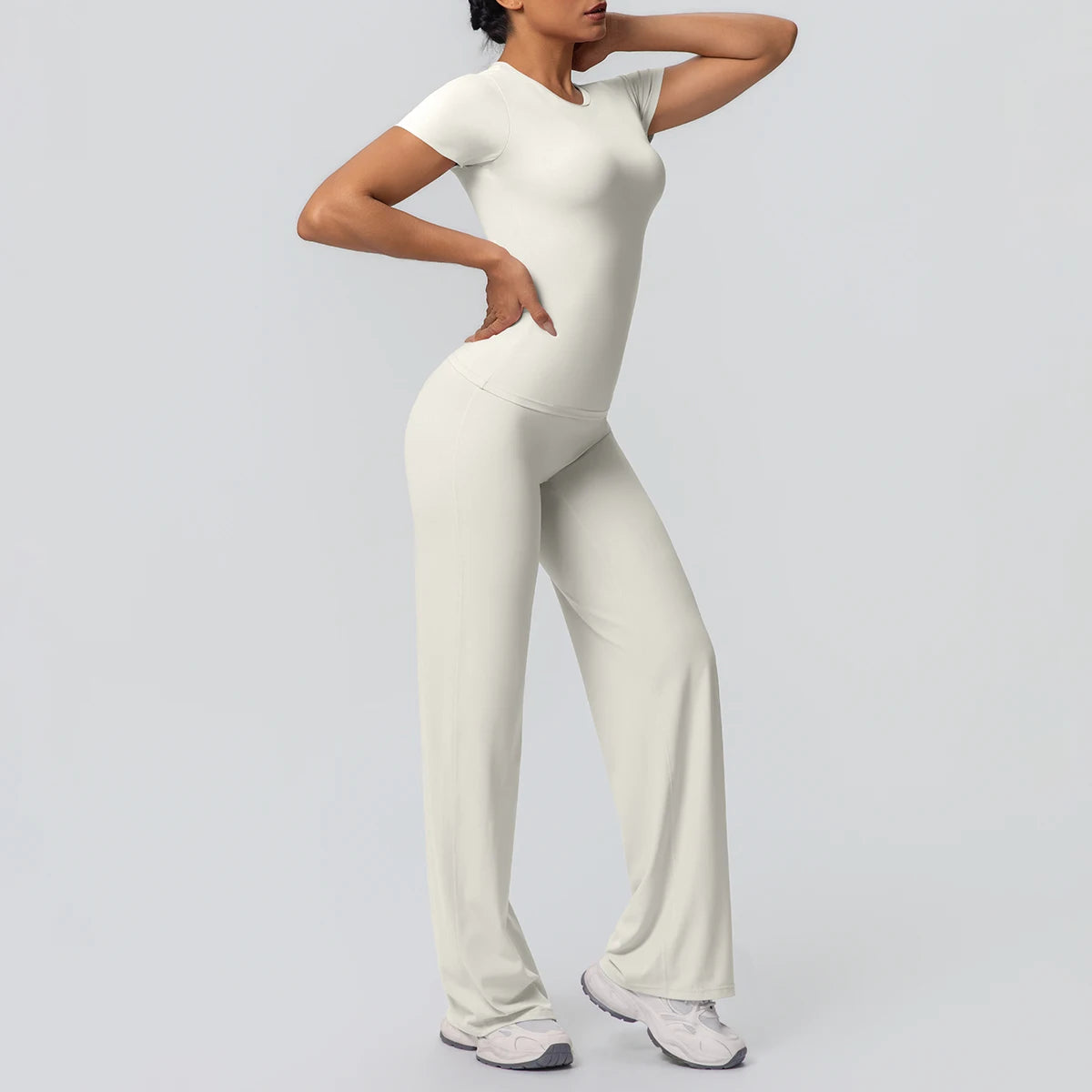 Fitness Sports Workout Yoga Set for Women Naked Feel Slim Casual Workout Top T-Shirt Quick Drying Push up Running Pants Yoga Set