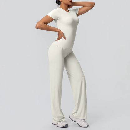 Fitness Sports Workout Yoga Set for Women Naked Feel Slim Casual Workout Top T-Shirt Quick Drying Push up Running Pants Yoga Set