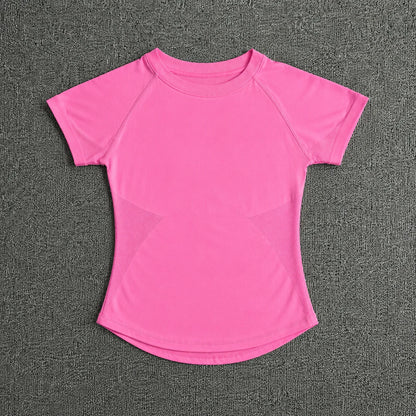 3Df-Women Yoga Set Seamless Short Sleeve Sports Top High Waist Biker Shorts Fitness Gym Workout Activewear Set