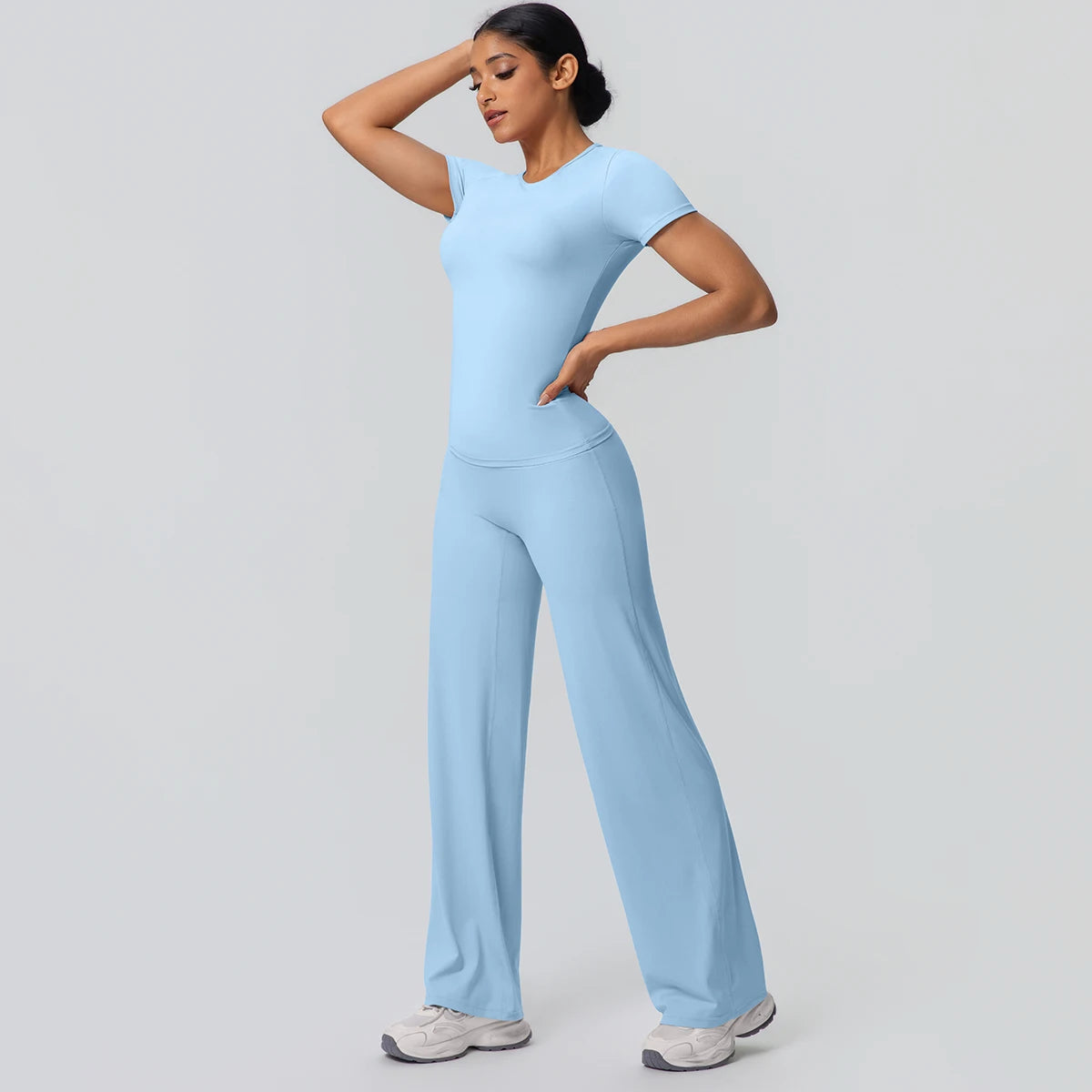 Fitness Sports Workout Yoga Set for Women Naked Feel Slim Casual Workout Top T-Shirt Quick Drying Push up Running Pants Yoga Set