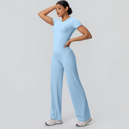 Fitness Sports Workout Yoga Set for Women Naked Feel Slim Casual Workout Top T-Shirt Quick Drying Push up Running Pants Yoga Set