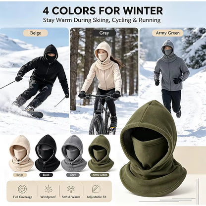 Warm Double‑Layer Integrated Hat for Men & Women All-Around Cold Protection(Masks, Scarves, Hats) Thickened One-Piece Winter Hat