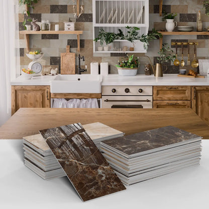 16/32/64PCS Marble Thicker Self-Adhesive Tile Stickers Waterproof Kitchen and Bathroom Minimalist Art 3D Wall Sticker Wallpaper