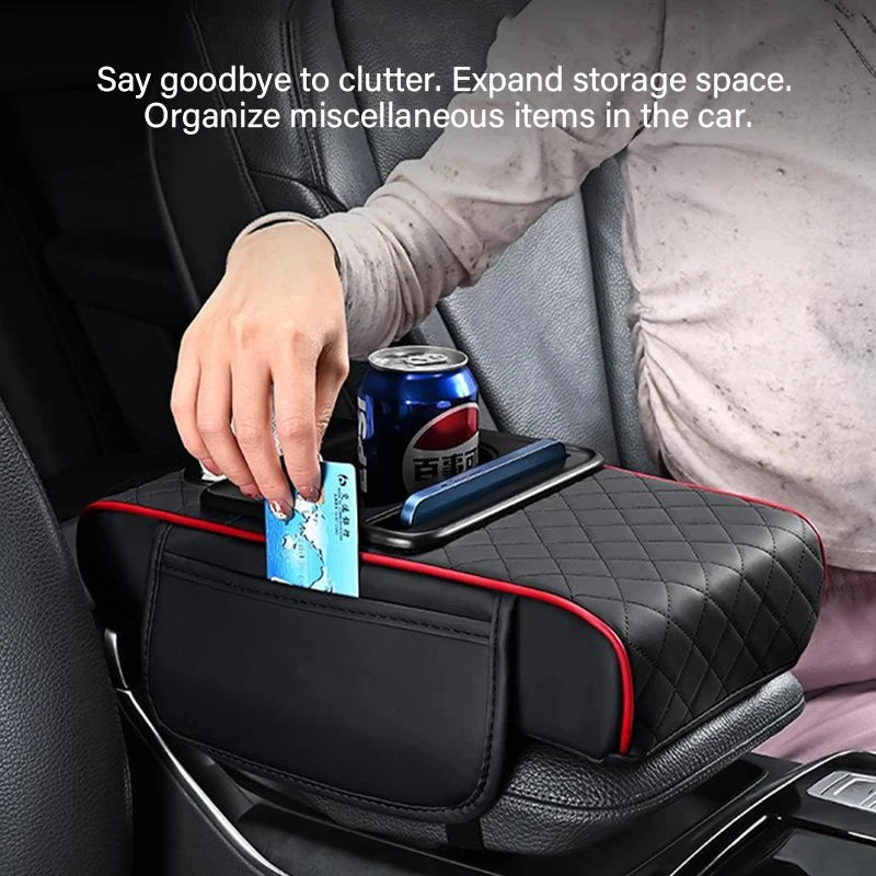 Car Center Console Armrest Cushion with 2 Cup Holder Armrest Heightening Pad Auto Amrest Pillow Cover Pad for All Seasons