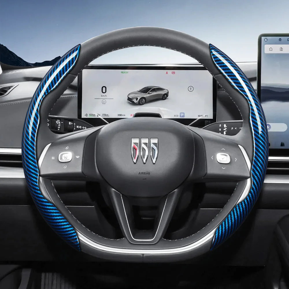 Suitable for Buick Carbon Fiber Texture Steering Wheel Cover with Segmented Quick-Release Design, Durable, for Encore Envista,