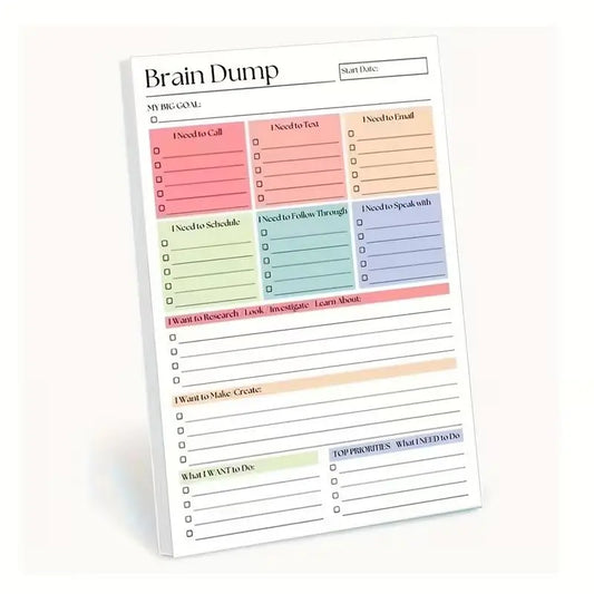 A5 Undated Minimalist Brain Dump Journal (50/150 Sheets), To-Do List & Task Manager Notebook for Project Planning