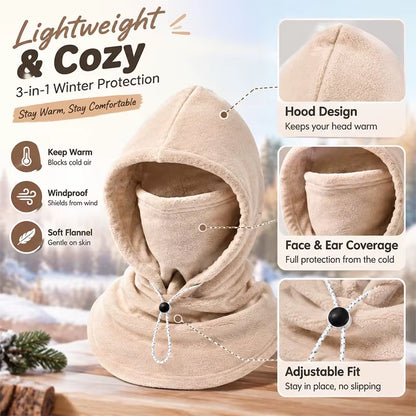 Three in One Wool Double-Layer Integrated Hat Windproof and Warm Winter Flannel Warm Mask Hat Balaclava Wind Hat Ski Masks 2026