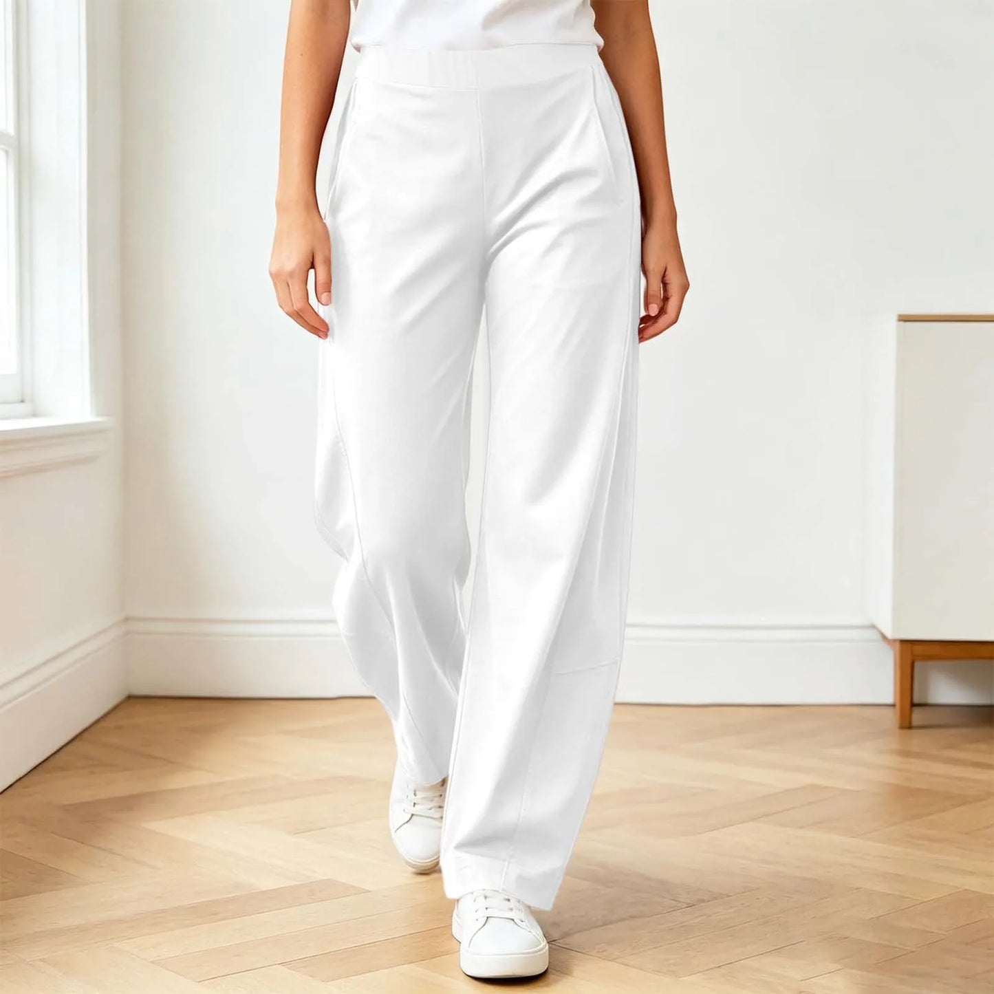 Fashion Wide-Leg Pants Women Summer High Waist Straight Trousers Breathable Casual Solid Palazzo Pants Pantalones Woman Bottoms