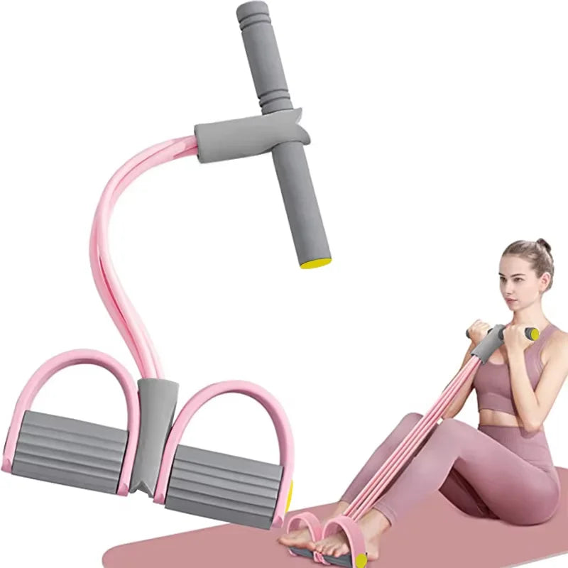4-Tube Resistance Bands Yoga Pedal Puller Elastic Pull Rope Fitness Equipment for Abdomen Waist Arm Training