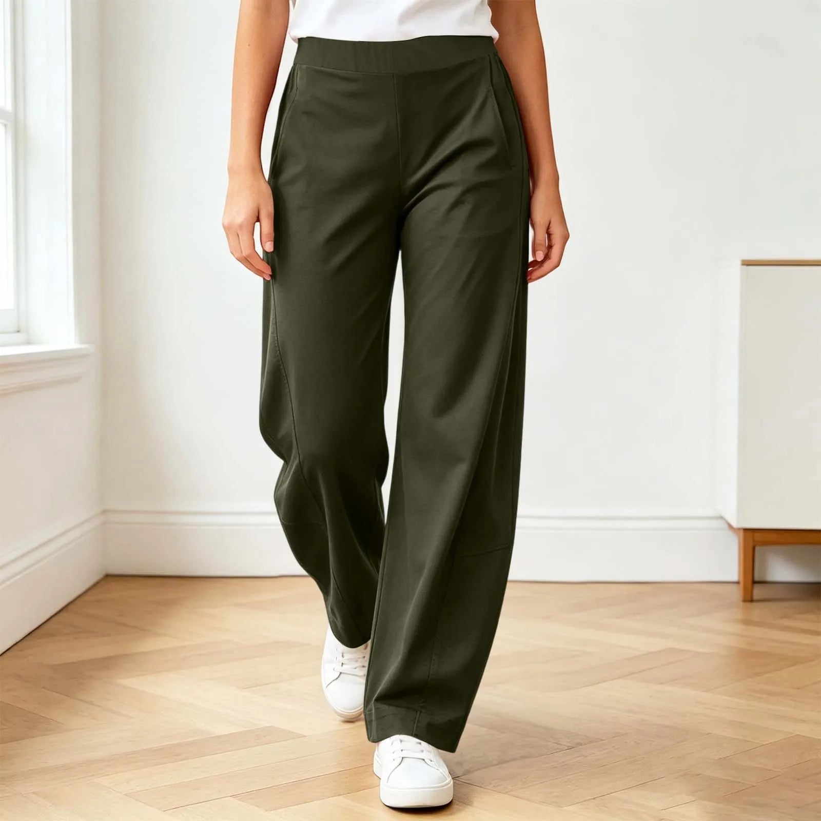 Fashion Wide-Leg Pants Women Summer High Waist Straight Trousers Breathable Casual Solid Palazzo Pants Pantalones Woman Bottoms