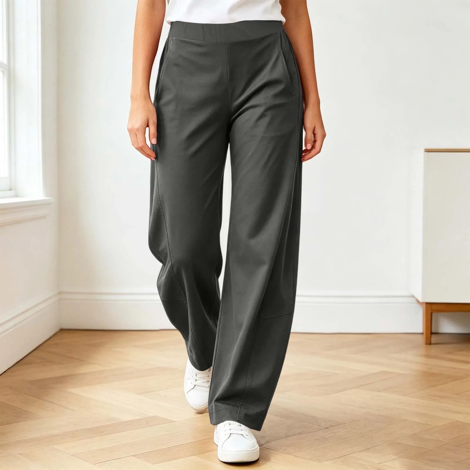 Fashion Wide-Leg Pants Women Summer High Waist Straight Trousers Breathable Casual Solid Palazzo Pants Pantalones Woman Bottoms