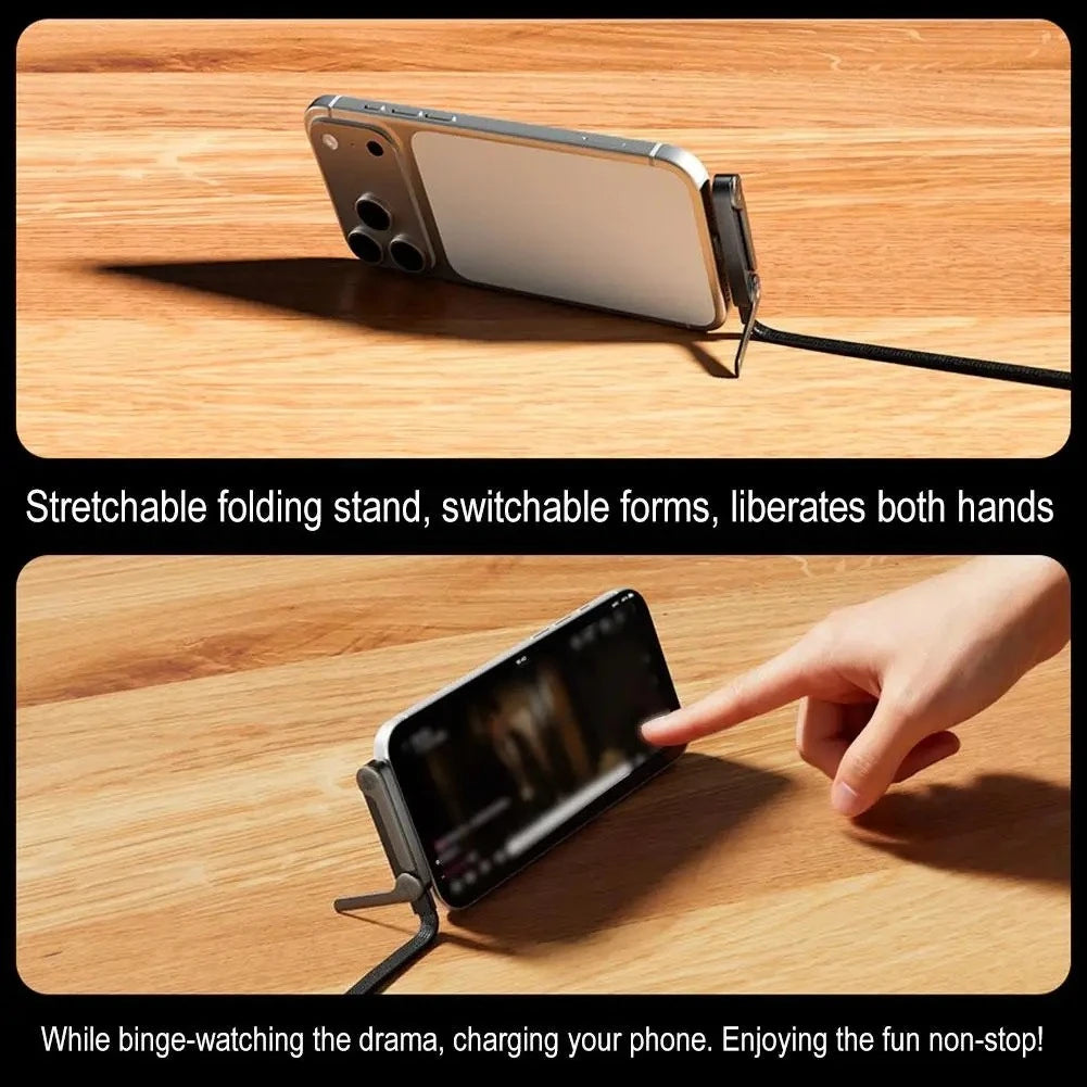 240W Type-C to Type C Cable Elbow Fast Charging Data Cable Foldable Stand Phone Holder for Iphone 17/16/15 for Samsung Charger