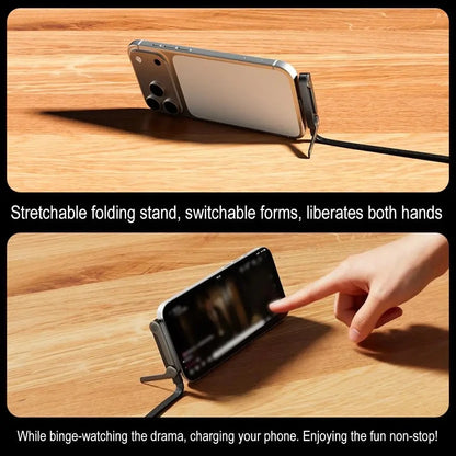 240W Type-C to Type C Cable Elbow Fast Charging Data Cable Foldable Stand Phone Holder for Iphone 17/16/15 for Samsung Charger
