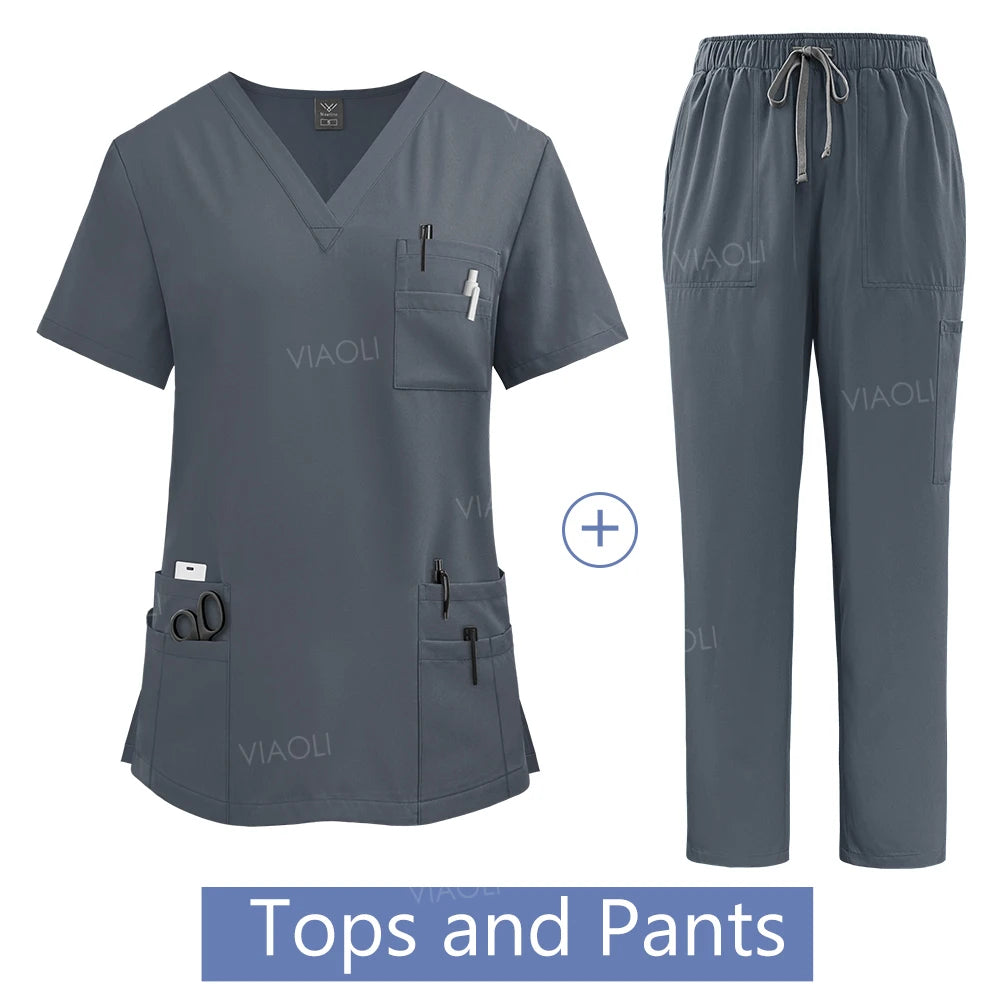 Wholesale Price Medical Suit for Women Surgical Gown Lab Coat with Pockets Dental Scrub Veterinary Uniform Soft Nursing Articles