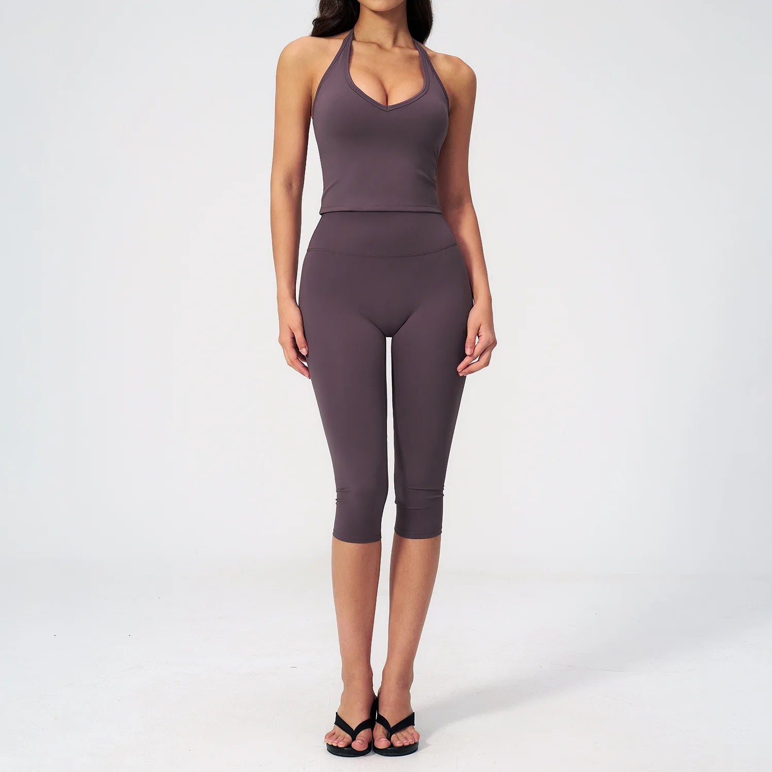 Sports Set Two Pieces Yoga Set Women'S Sports Set Quick Drying Short Sleeve Fitness Set Gym Running Slim Capri Pants Sportswear