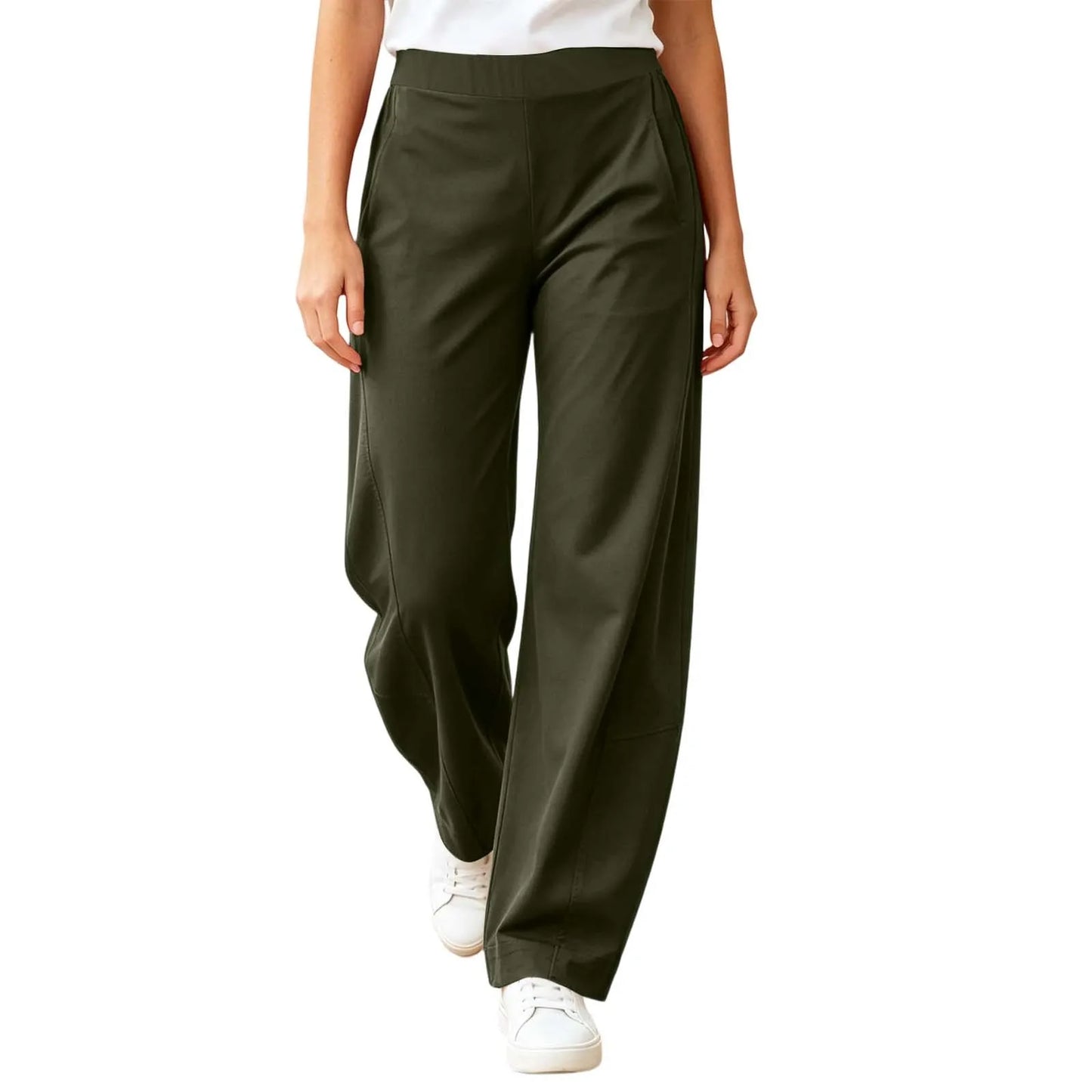 Fashion Wide-Leg Pants Women Summer High Waist Straight Trousers Breathable Casual Solid Palazzo Pants Pantalones Woman Bottoms