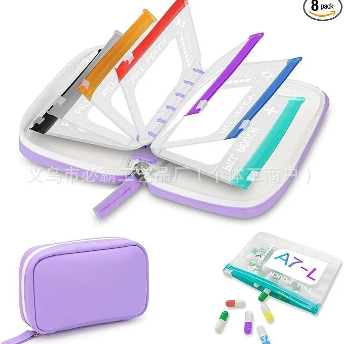 2026 New Waterlproof Pill Pouch Set Multiple Compartments Waterproof Pill Bag Set as a Gift for Parents and Elders