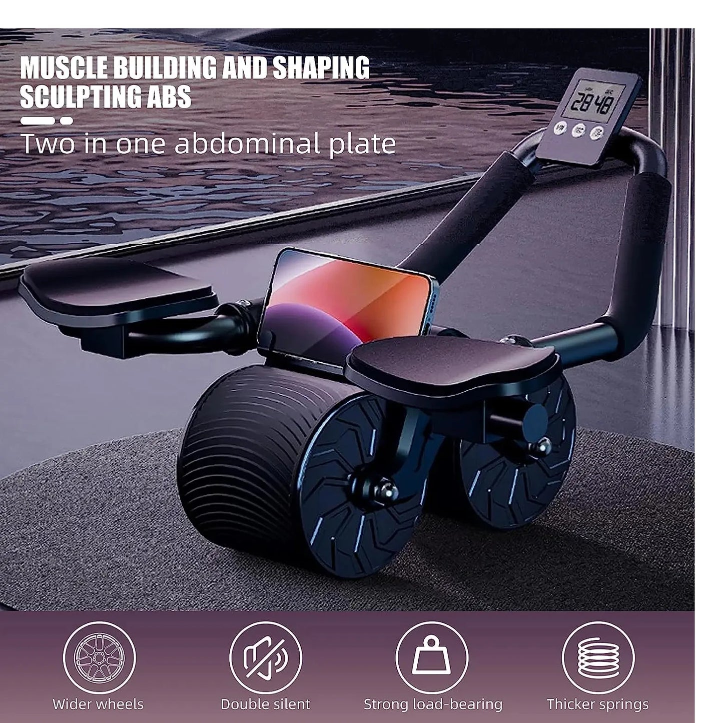 Elbow Support Automatic Rebound Abdominal Wheel Core Muscle Ab Trainer with Counter Display Fitness Exercise Roller Wheel