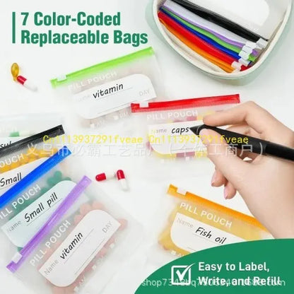 2026 New Waterlproof Pill Pouch Set Multiple Compartments Waterproof Pill Bag Set as a Gift for Parents and Elders