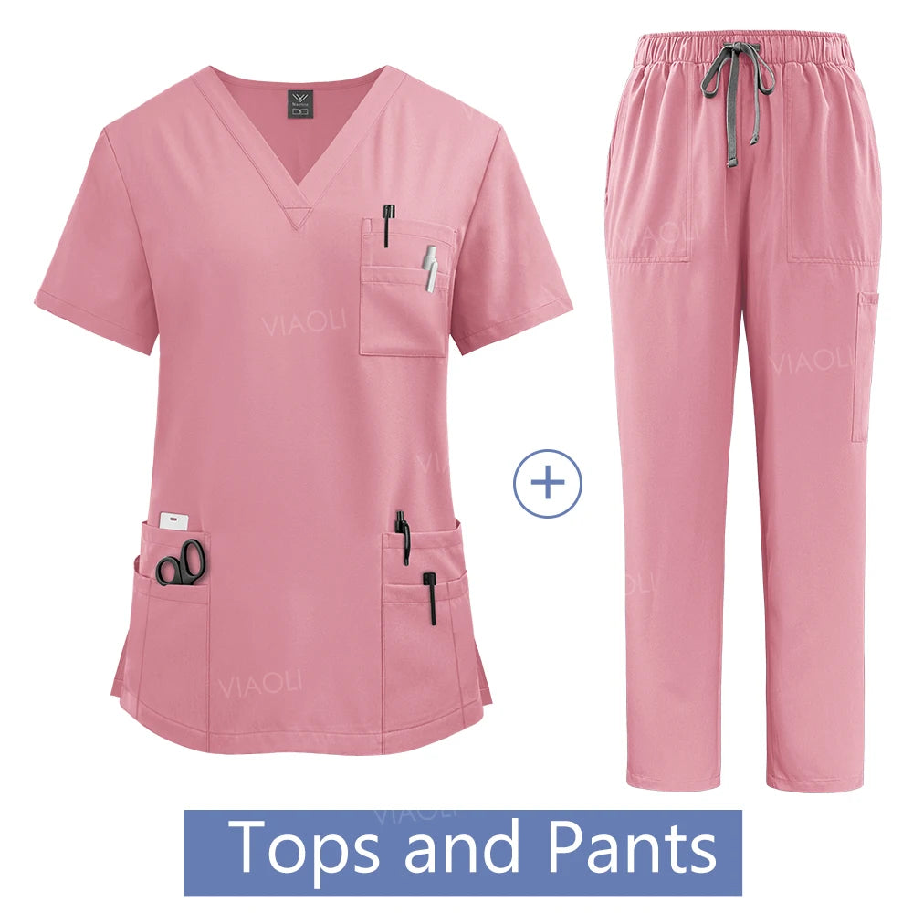 Wholesale Price Medical Suit for Women Surgical Gown Lab Coat with Pockets Dental Scrub Veterinary Uniform Soft Nursing Articles