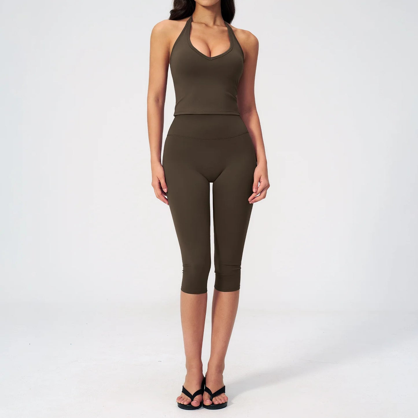 Sports Set Two Pieces Yoga Set Women'S Sports Set Quick Drying Short Sleeve Fitness Set Gym Running Slim Capri Pants Sportswear