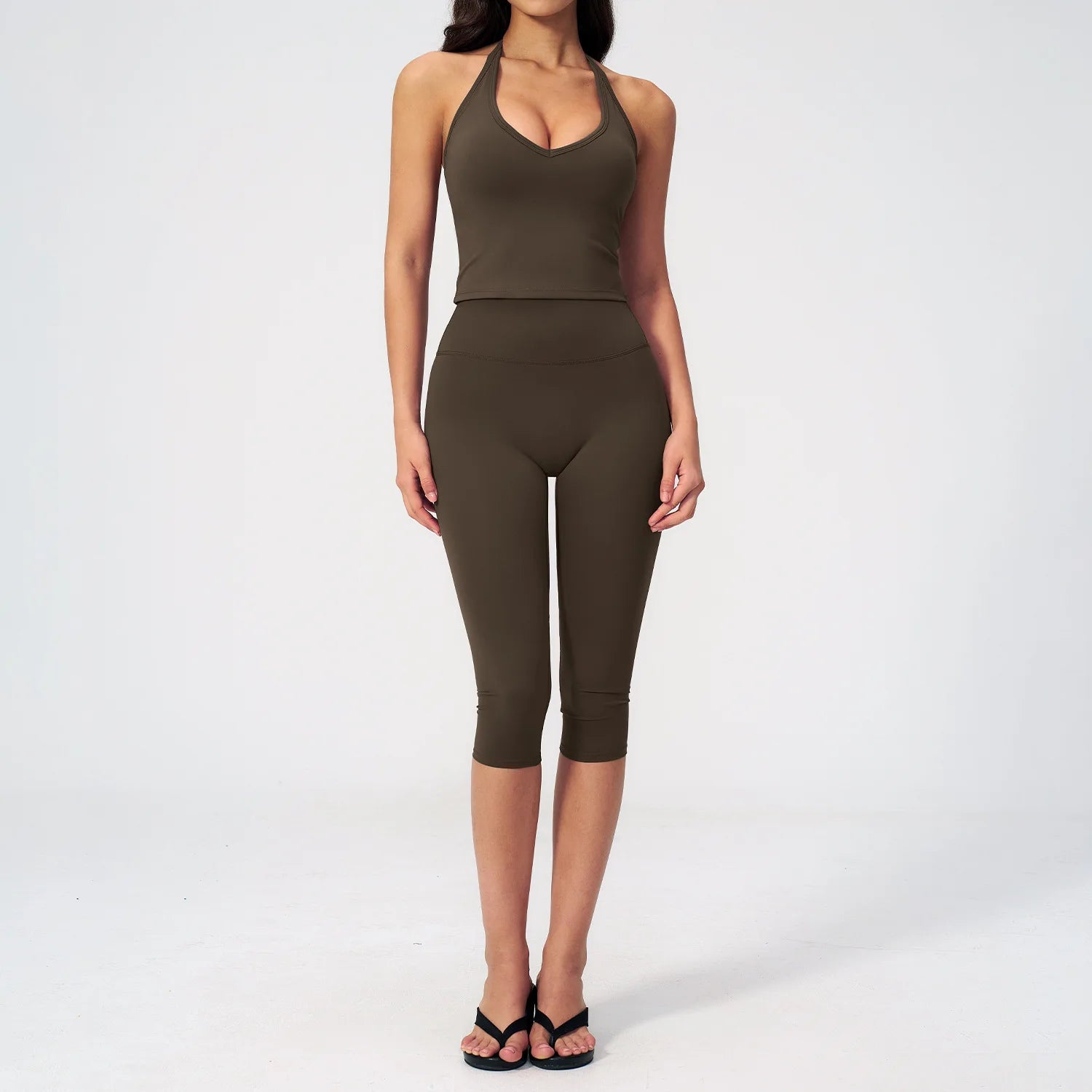 Sports Set Two Pieces Yoga Set Women'S Sports Set Quick Drying Short Sleeve Fitness Set Gym Running Slim Capri Pants Sportswear