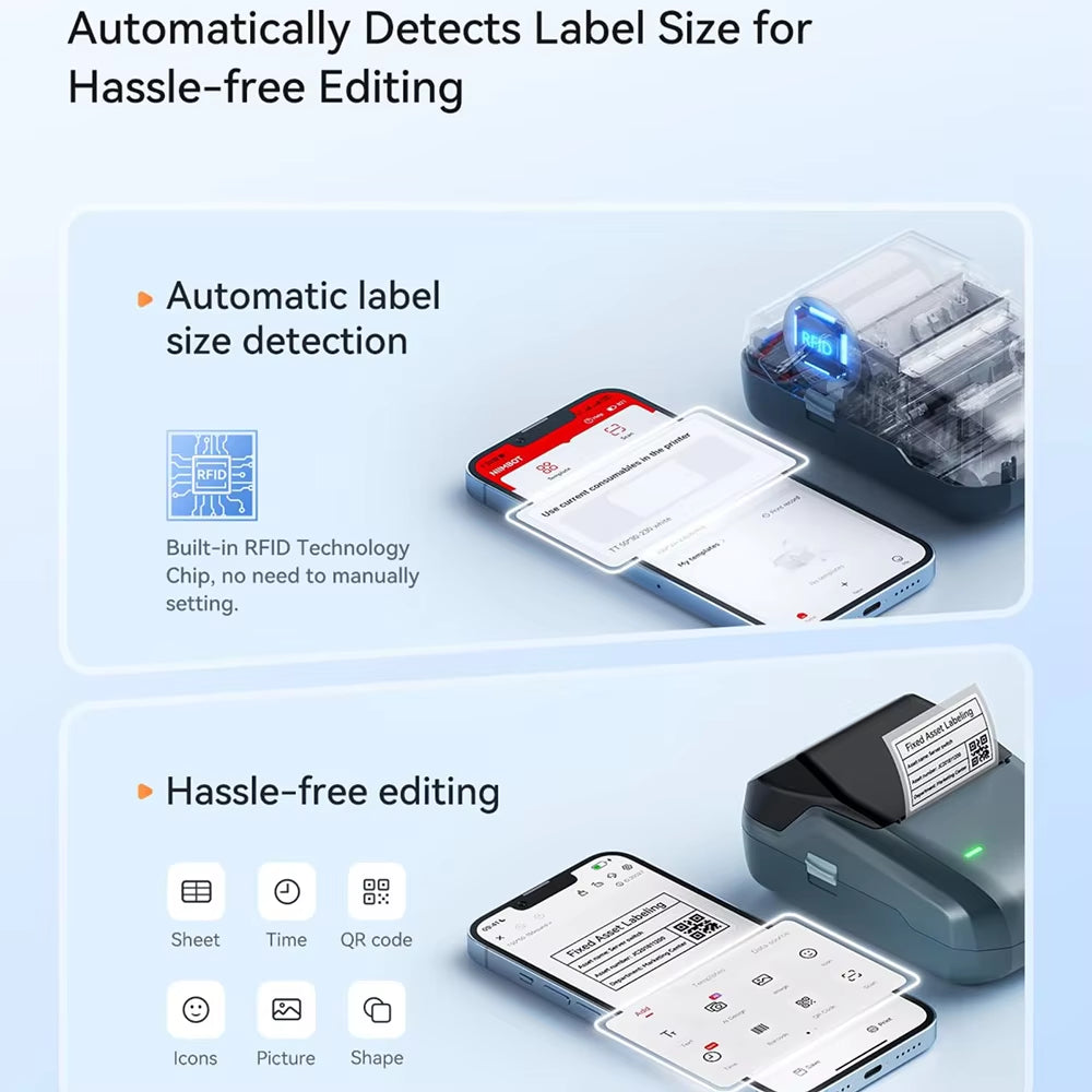 B1 Portable Thermal Printer with Tapes 2 Inch Adhesive Label Printer Mini Bluetooth Sticker Maker Support Smartphones PC
