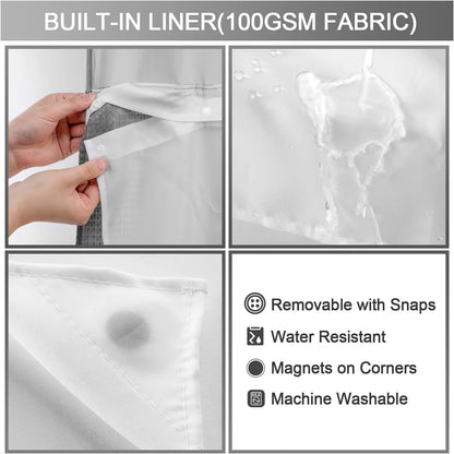 No Hook Washable Waffle Weave Shower Curtain with Snap in Liner -Waterproof Double Layer Shower Curtain with Washableinner Liner, 72 X75 Inch Showercurtain