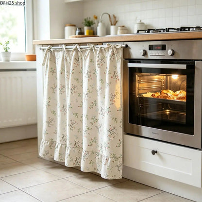 【Summerwins】2026 Farmhouse-Style Stove Curtain, Gingham Grid Ruffle-Edge Tier Curtains, Rural Short Window Valance, Home Kitchen Dust Cover, Plaid Floral Window Treatments, Aesthetic House Decor, Unique Room Decor