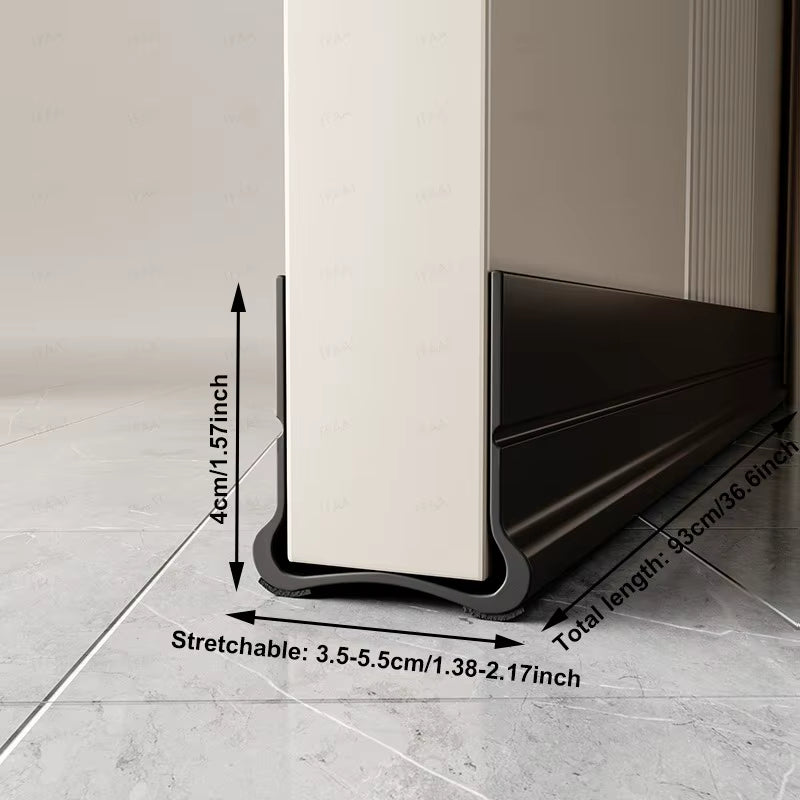 93Cm Self-Adhesive Door Bottom Sealing Strip PVC Flexible Door Gap Wind and Dust Proof Weather Strip with Soundproofing Felt