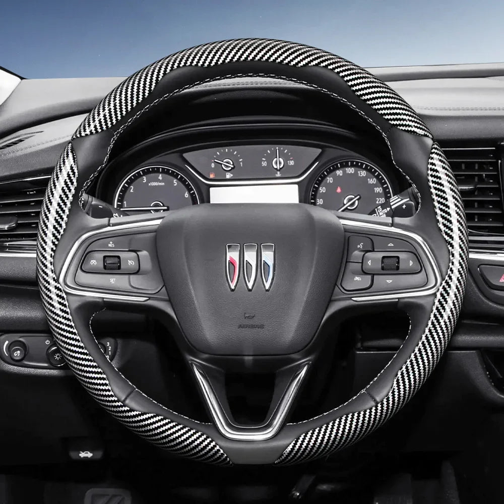 Suitable for Buick Carbon Fiber Texture Steering Wheel Cover with Segmented Quick-Release Design, Durable, for Encore Envista,