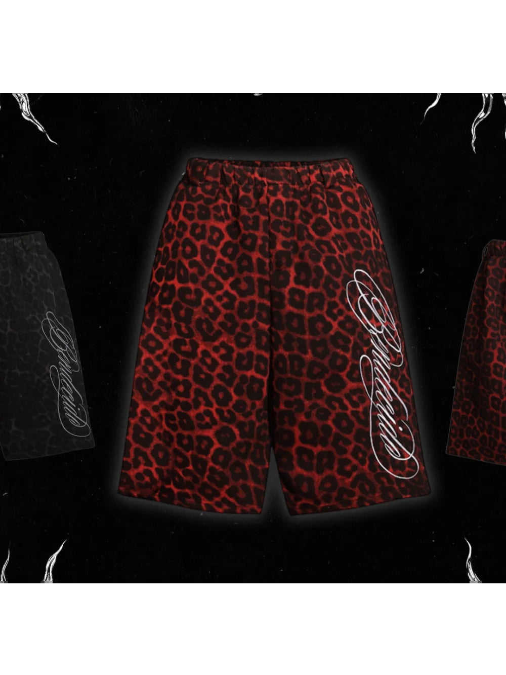 2026 New Summer American High Street Flower Font Wide Pine Subculture Street Middle Pants Street Trend Versatile Leisure Niche