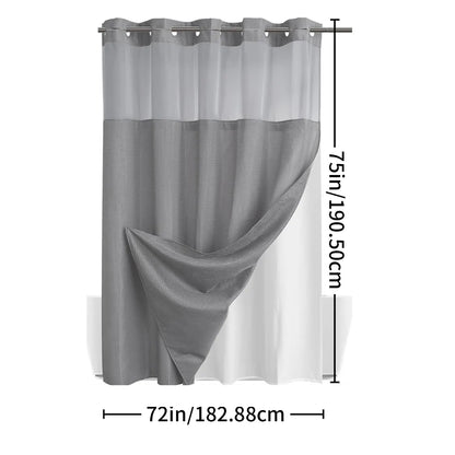 No Hook Washable Waffle Weave Shower Curtain with Snap in Liner -Waterproof Double Layer Shower Curtain with Washableinner Liner, 72 X75 Inch Showercurtain