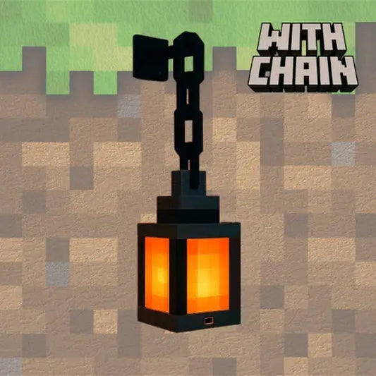 DIYCOM Pixel Minecraft Soul Lantern - 16 Color RGB Rechargeable LED Night Lamp, Remote Control, Handmade 3D Printed Design, 4 Lighting Modes, Lanterns for Bedroom Gaming Space, Cool Room Decor, Gamer Stuff, House Decor Wall Lamp