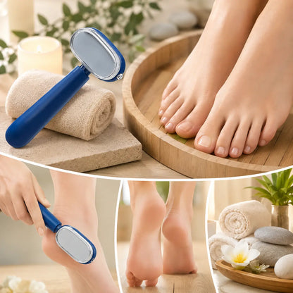 Dual‑Sided Foot Callus Remover, Replaceable Stainless Steel Blade Foot Scraper, Portable Manual Dead Skin Corn Remover, Safe Heels Exfoliator Pedicure Tool for Thick Hard Cracked Skin