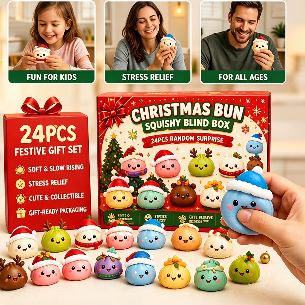 New Christmas Squishy Advent Calendar 24 Day Countdown Surprise Box Dumpling Squishies Slow Rebound Squeeze Sensory Gift Decor