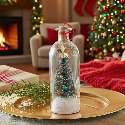 Recordable Christmas Tree Message Bottle Christmas Tree Ornaments Christmas Props Snowy Scene in Nostalgic Bottle