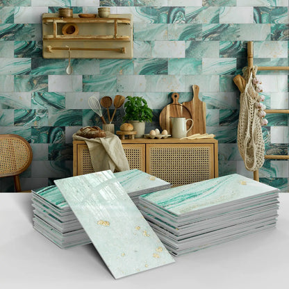16/32/64PCS Marble Thicker Self-Adhesive Tile Stickers Waterproof Kitchen and Bathroom Minimalist Art 3D Wall Sticker Wallpaper
