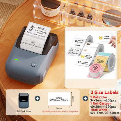 B1 Portable Thermal Printer with Tapes 2 Inch Adhesive Label Printer Mini Bluetooth Sticker Maker Support Smartphones PC