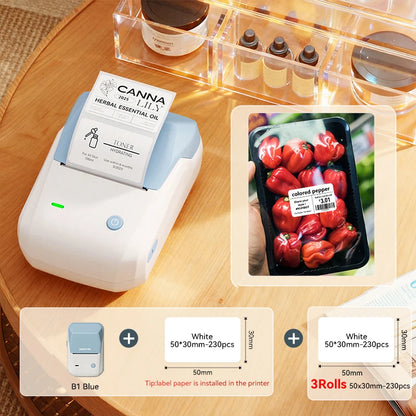 B1 Portable Thermal Printer with Tapes 2 Inch Adhesive Label Printer Mini Bluetooth Sticker Maker Support Smartphones PC